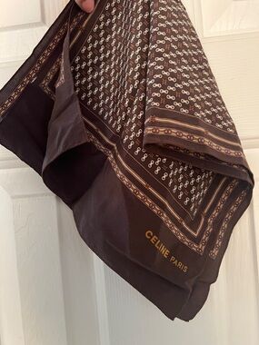 Celine silk scarf macadame 46” long 11” wide EUC Celine Paris Last reduction $
